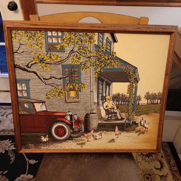 Signed & Numbered H. Hargrove "Country Living" Print With Wood Frame - Picture 13 of 13